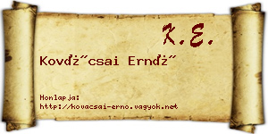 Kovácsai Ernő névjegykártya